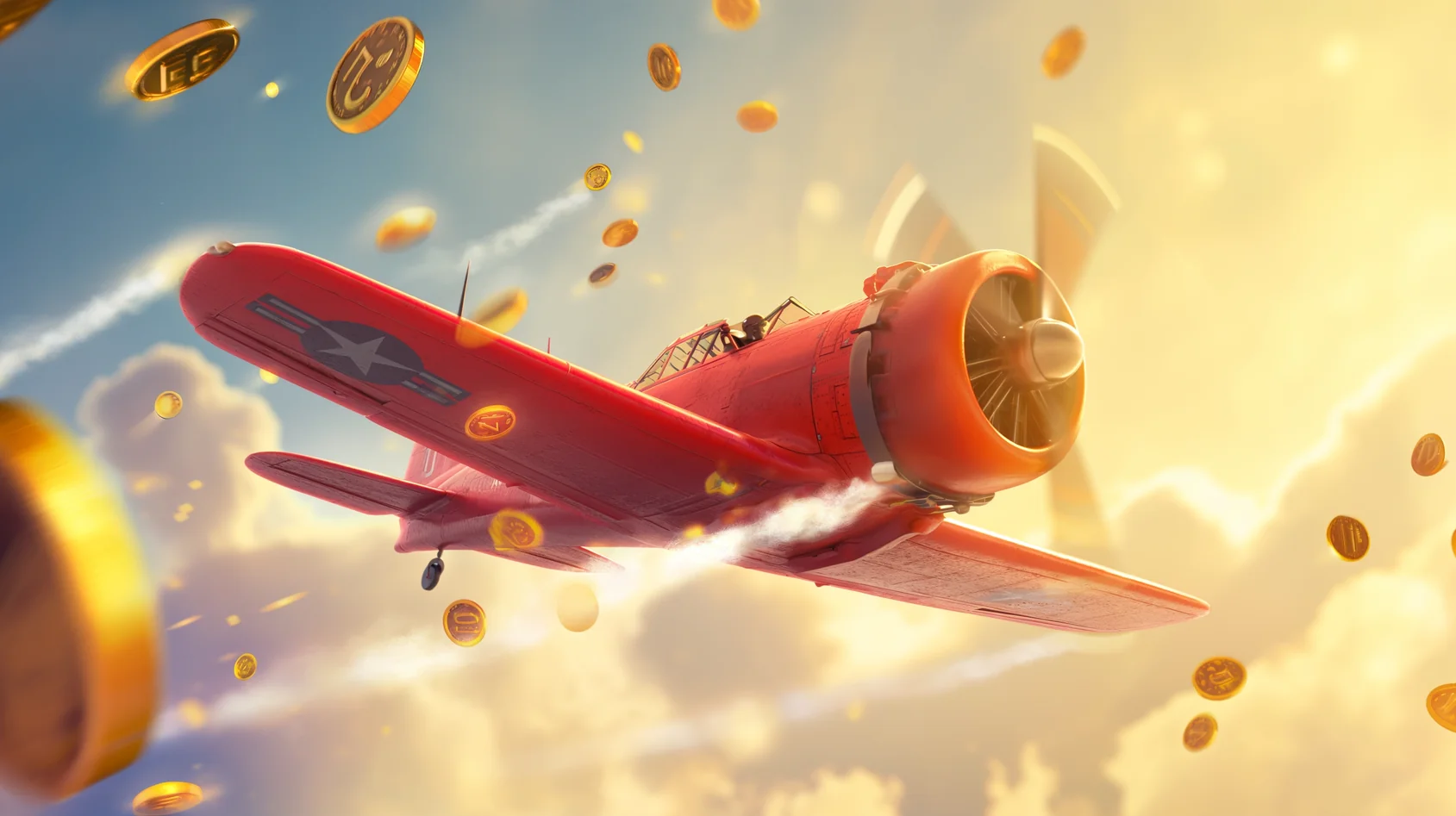 Interfaz del juego Aviator con avión en vuelo y multiplicador en tiempo real